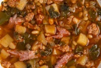 Hearty Galician White Bean Chorizo and Ham Caldo