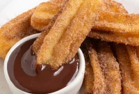Homemade Golden Churros with Decadent Chocolate Sauce