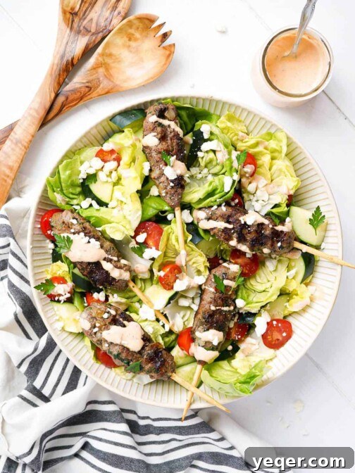 A bowl of Moroccan kefta burger salad.