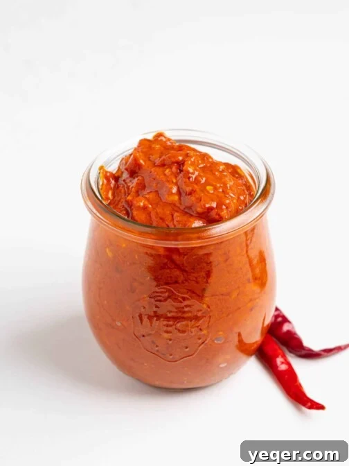 a jar of homemade harissa