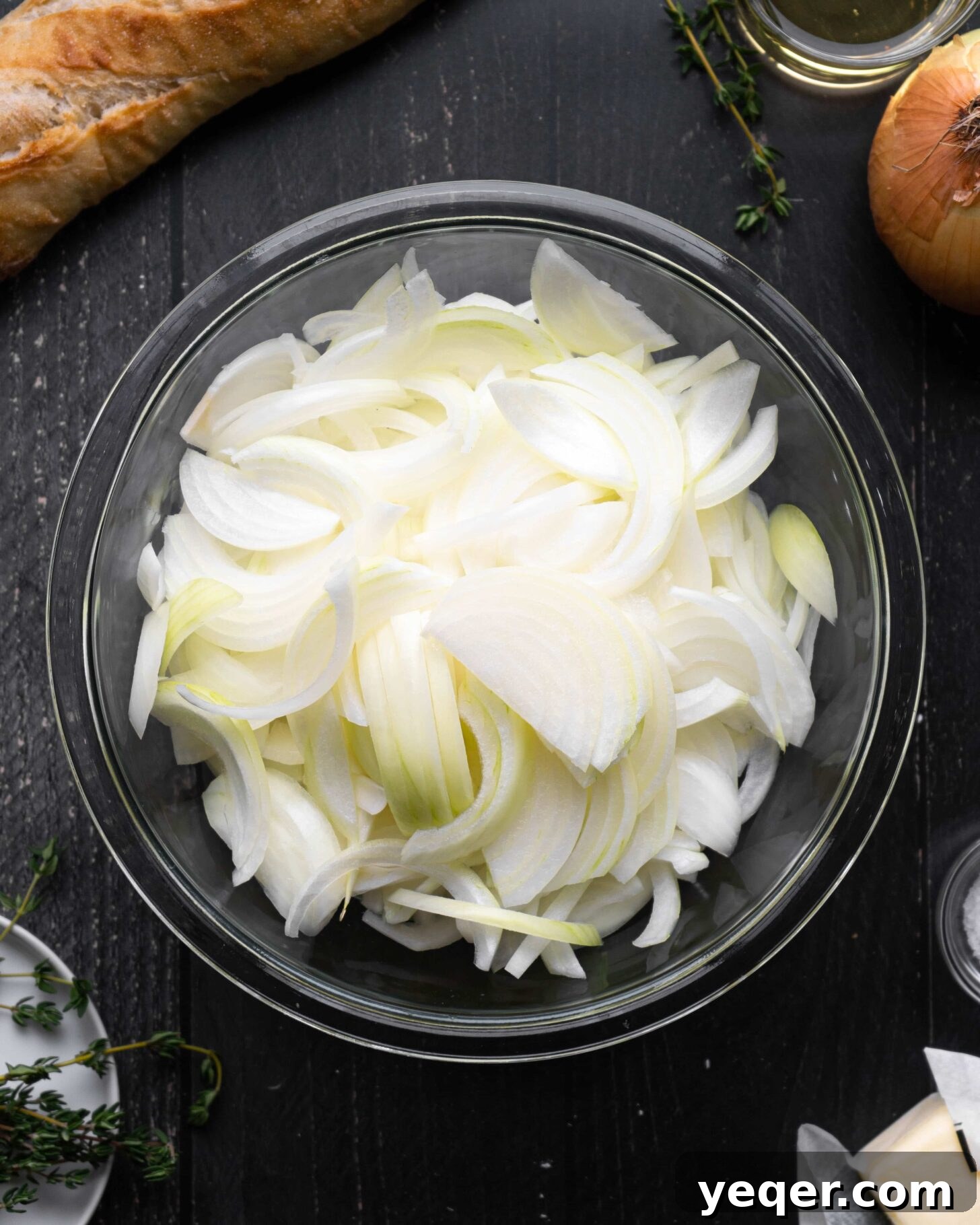 Homemade French Onion Soup Elevated with O-Live and Co 5 A bowl of sweet onions