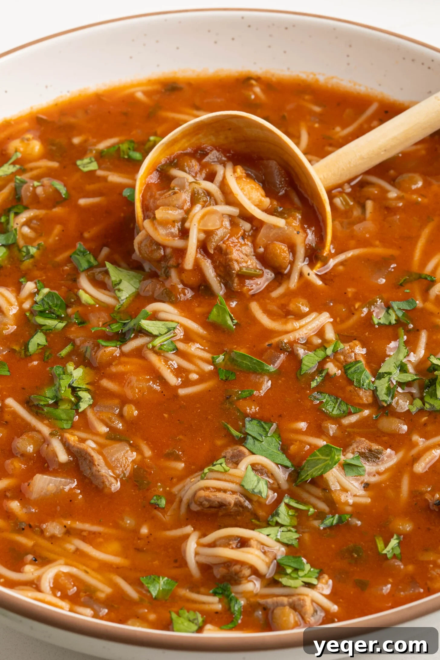 Moroccan Harira: A Spiced Lentil and Chickpea Comfort Soup 14 a bowl of Moroccan harira soup