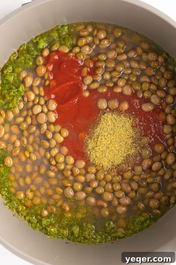 Puerto Rican Sofrito Rice and Pigeon Peas 5 arroz con gandules in a pot