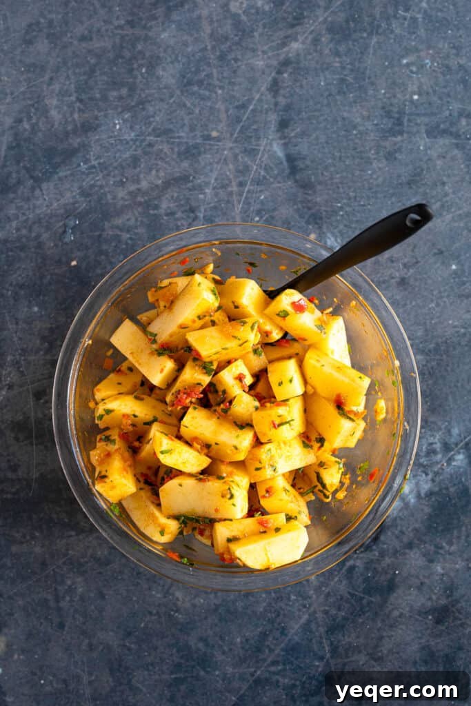 Moroccan Grandma's Fiery Potato Salad 5 a bowl of spicy potatoes