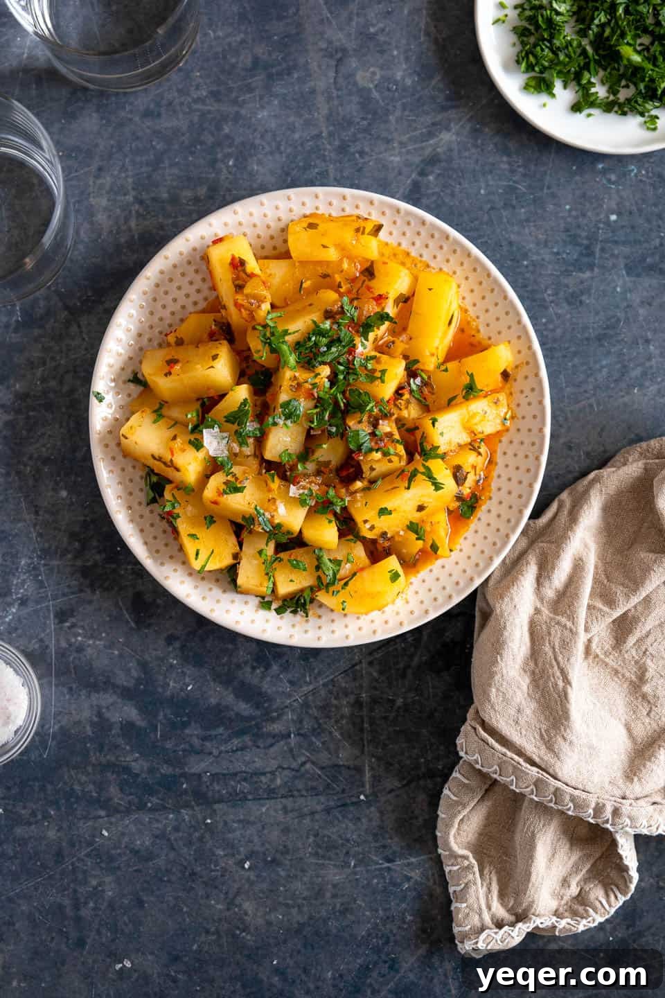 Moroccan Grandma's Fiery Potato Salad 6 a bowl of spicy potatoes
