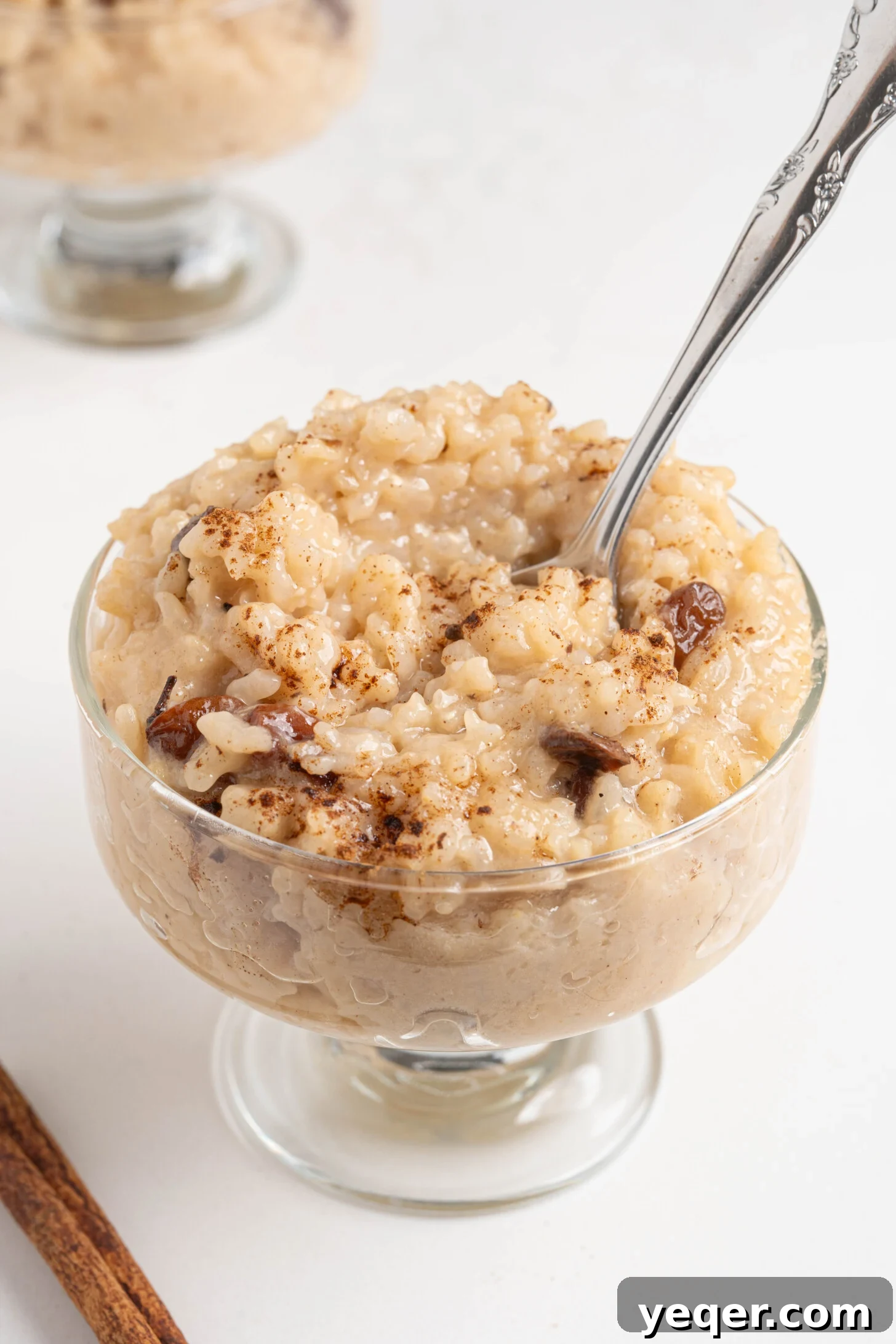 Creamy Coconut Rice Pudding 13 A bowl of Arroz con Dulce, Puerto Rican coconut rice pudding, garnished and ready for storage or immediate enjoyment.