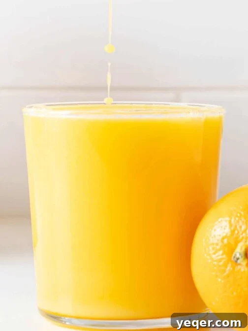 A glass of orange juice