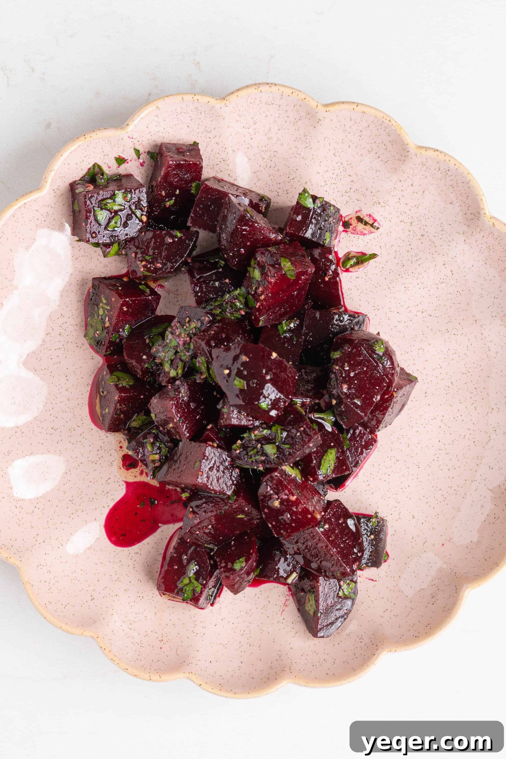 Chilled Moroccan Roasted Beet Salad 9 A vibrant plate of Moroccan beet salad, showcasing its rich colors and fresh ingredients.