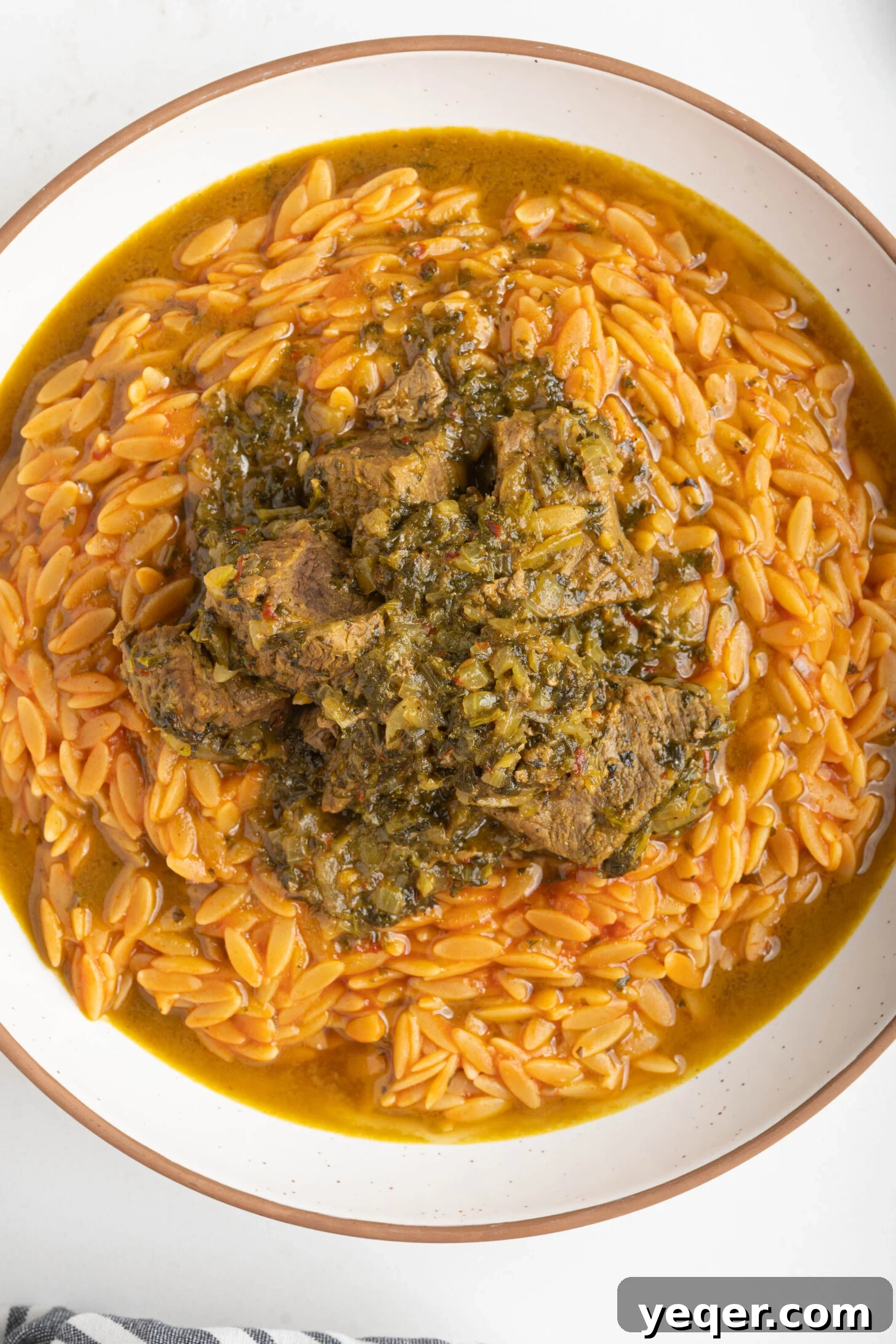Moroccan Lamb Orzo Pilaf 10 Another enticing angle of the Moroccan orzo with lamb, ready to be devoured, highlighting its comforting appeal.