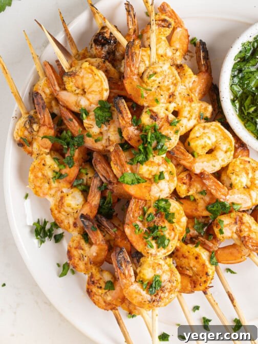 grilled shrimp skewers on a plate