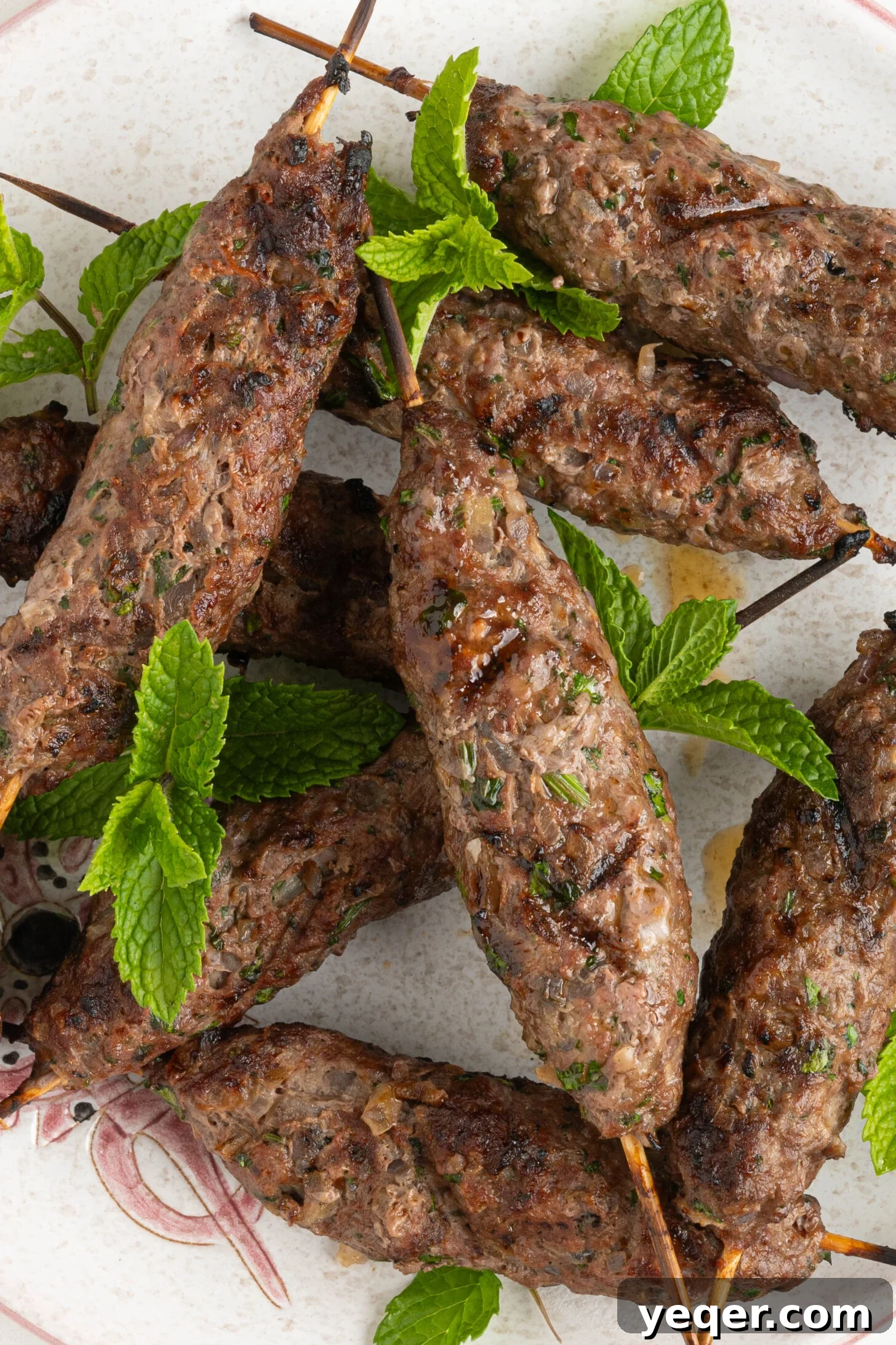 Sizzling Moroccan Kefta in 30 Minutes 12 A close-up shot of grilled Moroccan kefta, highlighting its juicy texture and rich brown color.