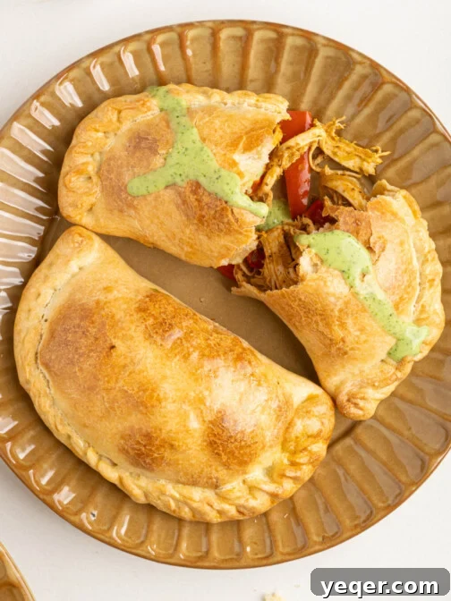 a plate of chicken empanadas