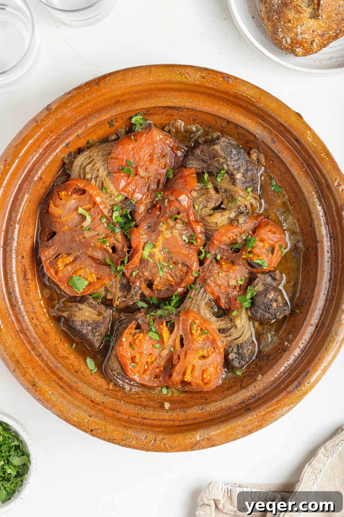 Rich Moroccan Beef Tagine with Tomatoes and Onions 11 a Moroccan beef tagine