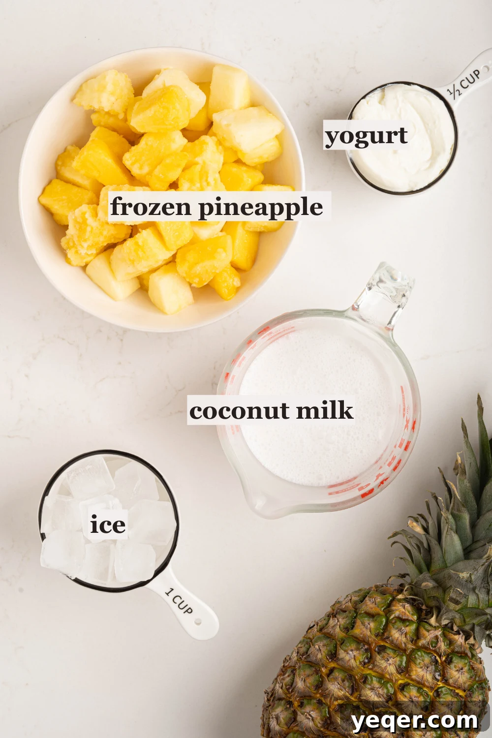 Speedy Piña Colada Morning Escape 5 bowls of pineapple, yogurt, ice and more