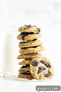 Gluten Free Chocolate Chip Cookie Perfection 3 A stack of Gluten Free Chocolate Chip Cookies.