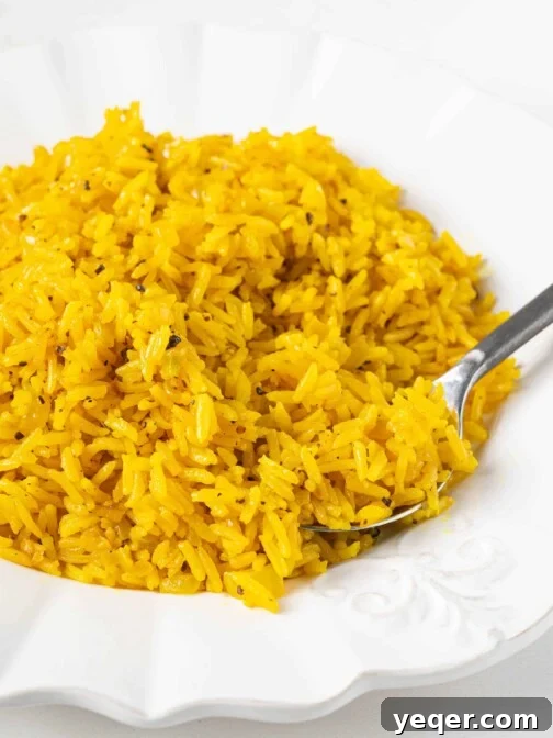 turmeric basmati rice on a plate