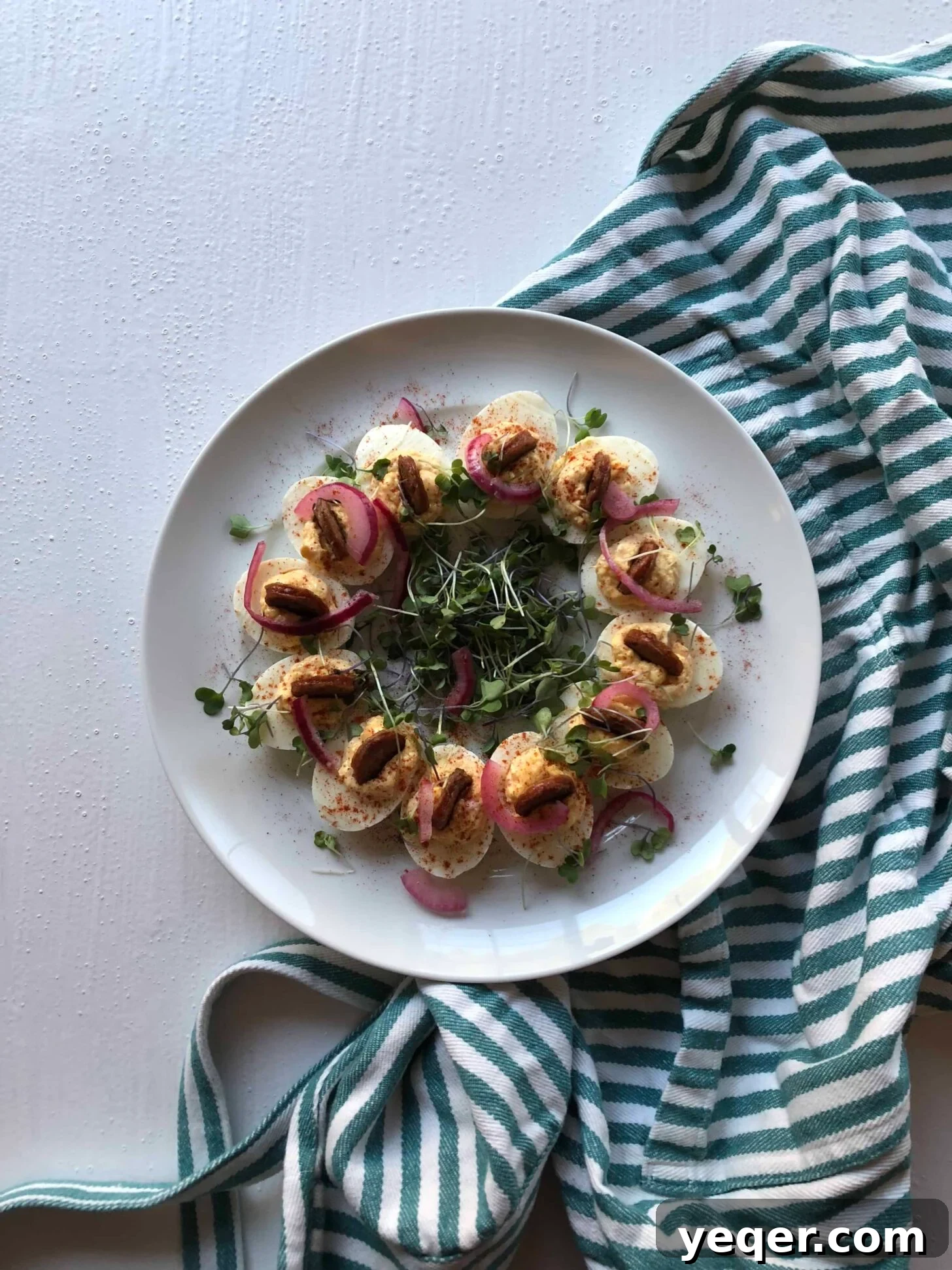 Five Expert Tips for Mouthwatering Food Photos 6 A plate of deviled eggs with dark and unflattering lighting, showing lack of detail and appeal.