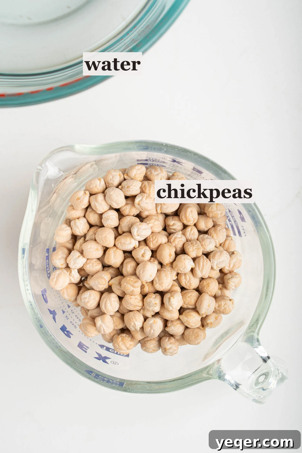 The Foolproof Soak and Boil Method for Perfect Dried Chickpeas 3 a bowl of water and dried chickpeas