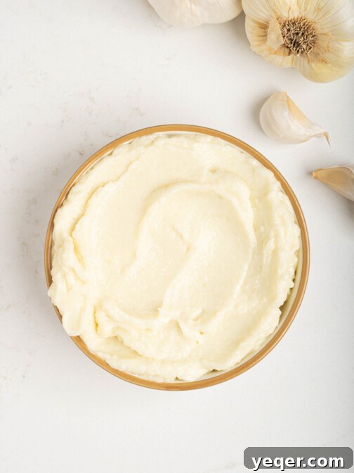 a bowl of fluffy garlic sauce