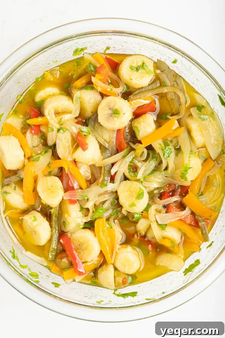 Green Banana Escabeche 11 a bowl of guineos en escabeche