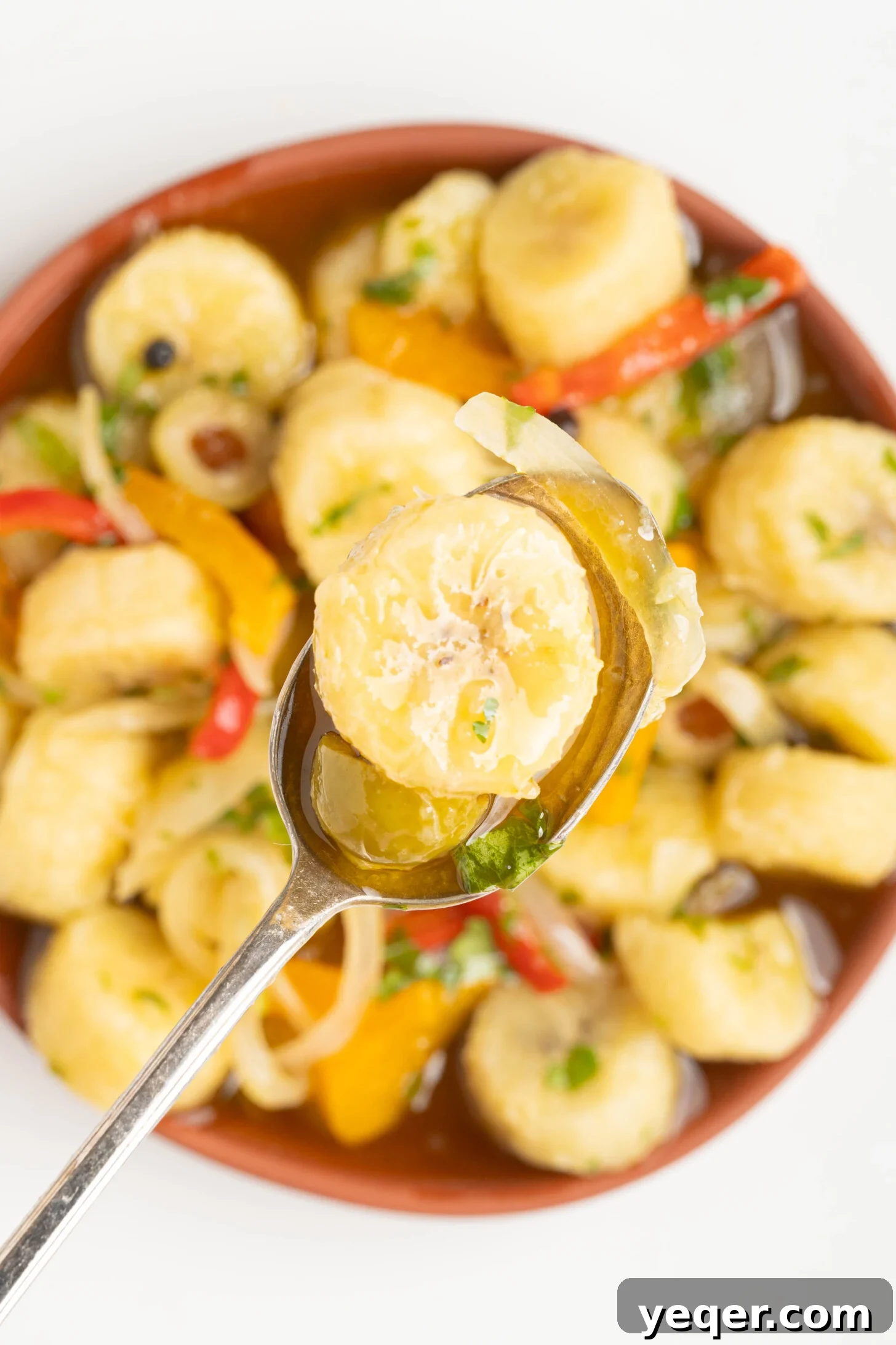 Green Banana Escabeche 12 a spoonful of guineos en escabeche