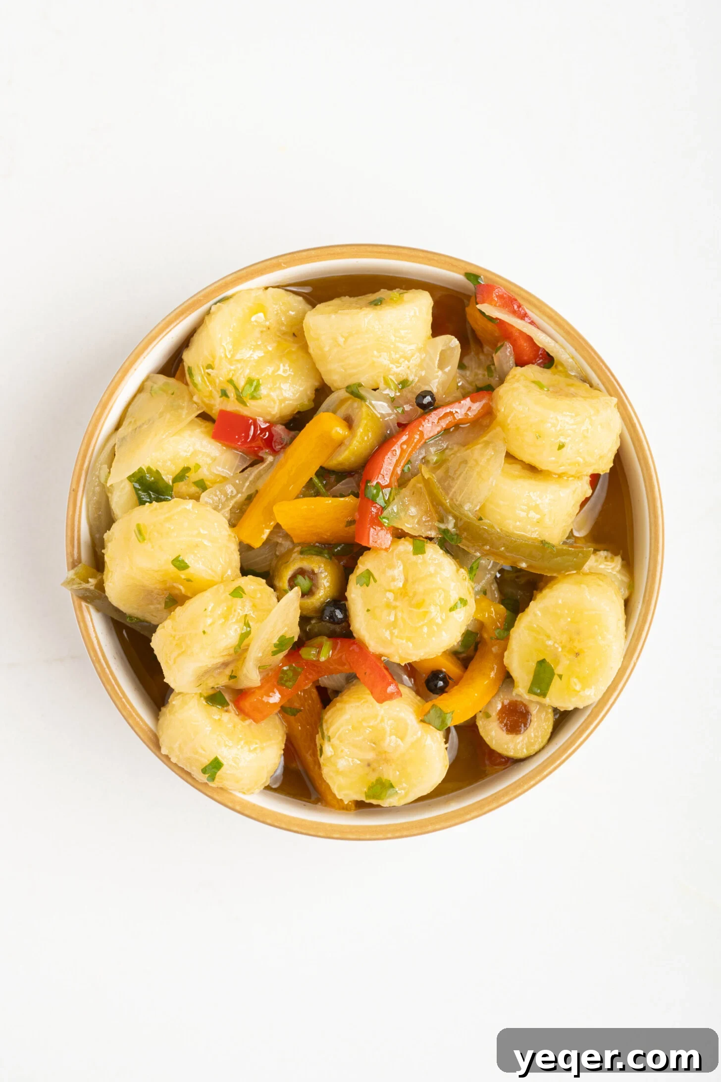 Green Banana Escabeche 3 a bowl of guineos en escabeche