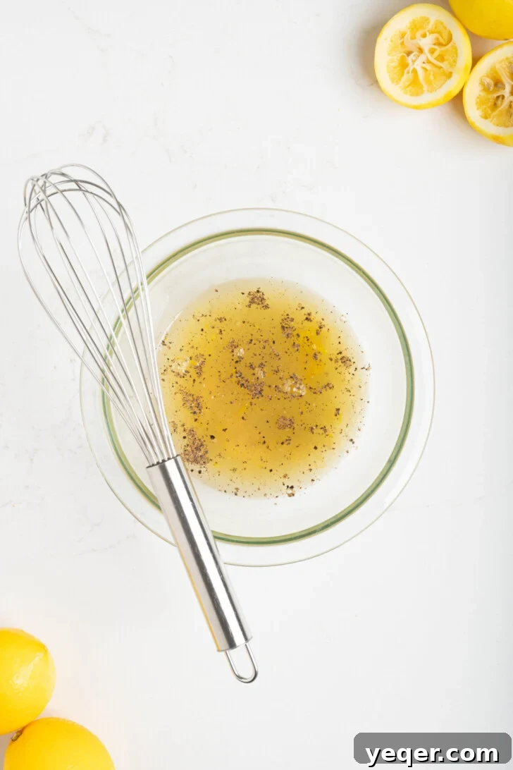 Speedy Gourmet Lemon Vinaigrette 4 lemon juice with pepper in a bowl