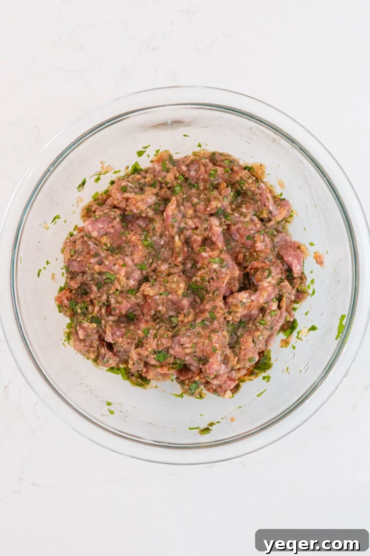 Moroccan Spiced Baked Lamb Meatballs 6 A bowl of ground lamb meatball mix.