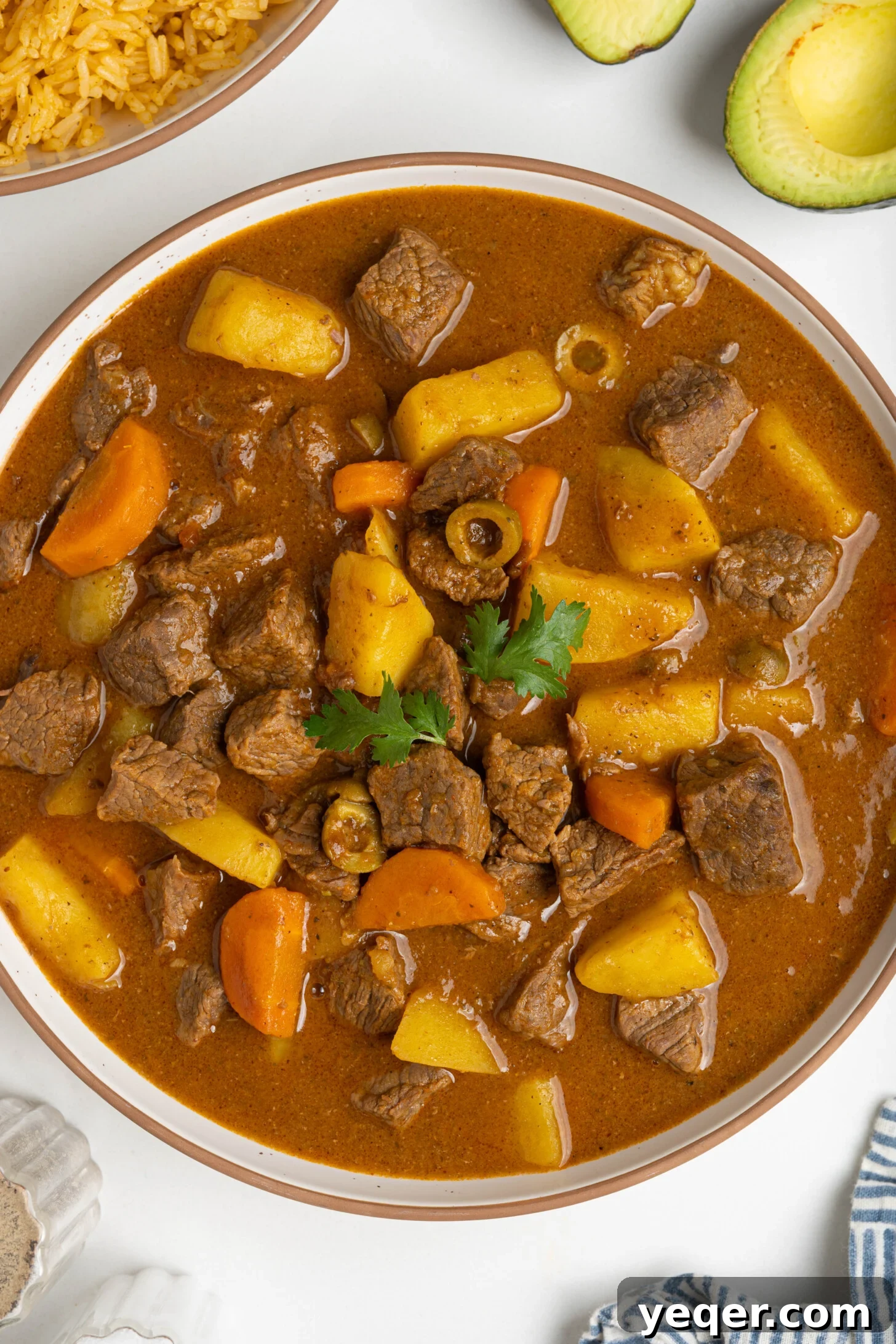 Carne Guisada The Ultimate Beef Stew 2 A bowl of Puerto Rican beef stew.