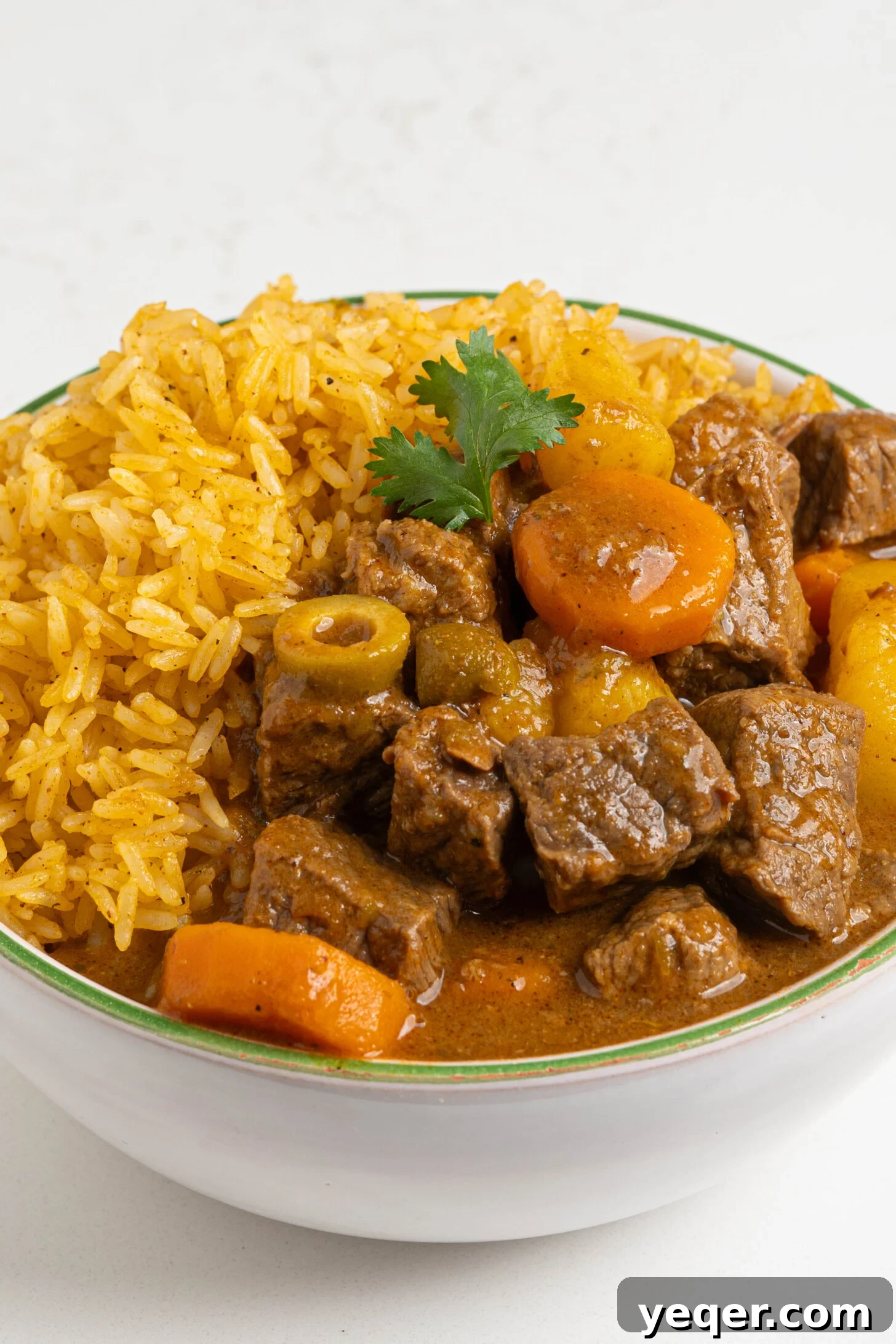 Carne Guisada The Ultimate Beef Stew 12 A bowl of Puerto Rican beef stew.