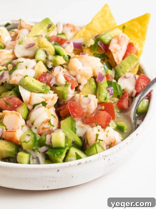 Shrimp ceviche in a bowl.