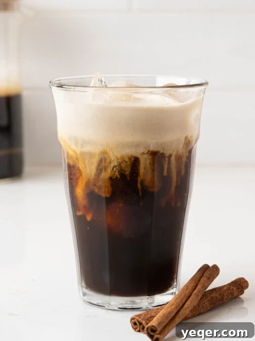 Pumpkin cold foam over cold brew.