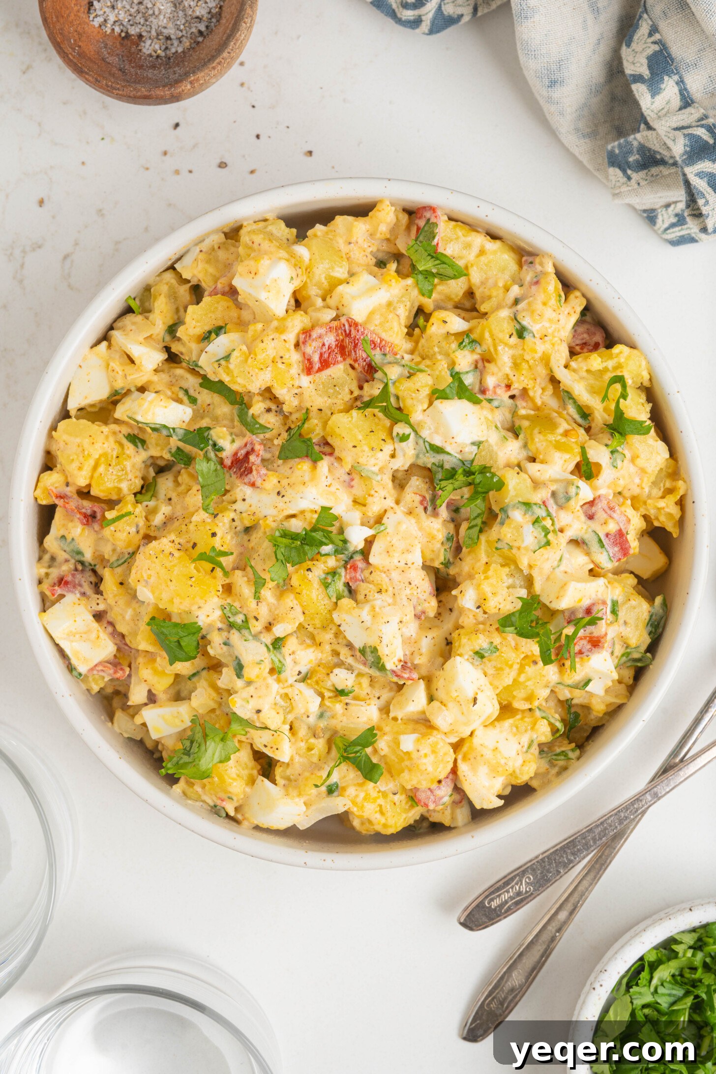 Puerto Rican Potato Salad 9 A beautifully presented bowl of ensalada de papa, ready to be served.