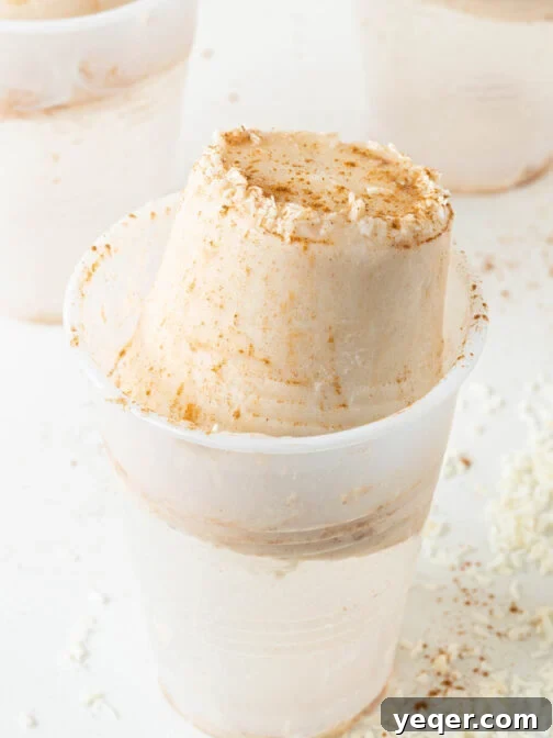 Limber de coco in a plastic cup.