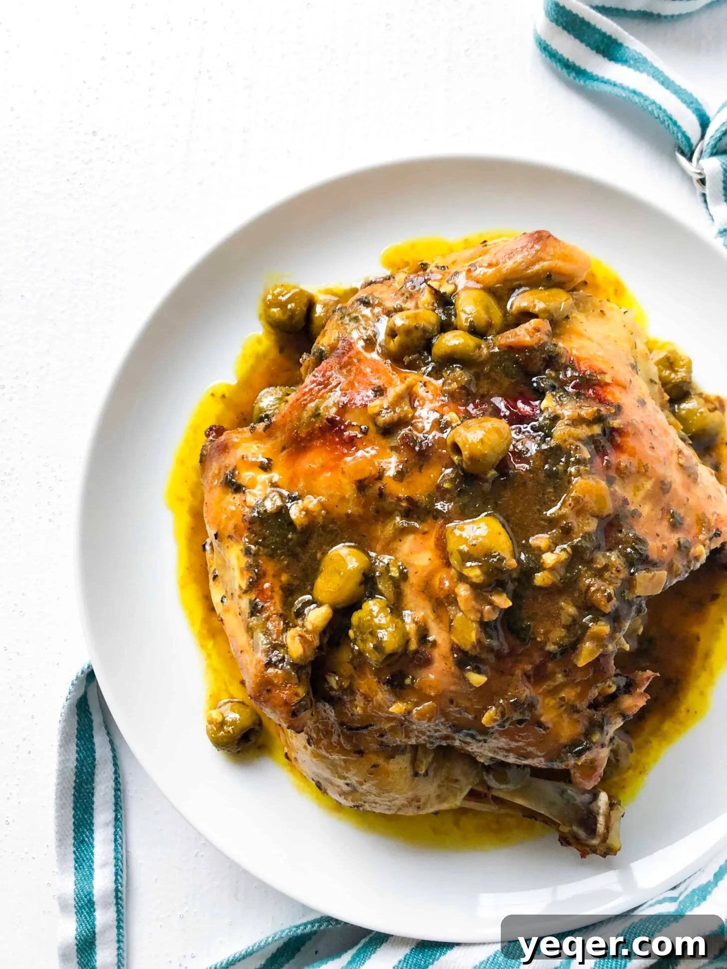 Zesty Moroccan Lemon Chicken with Olives 4 A Moroccan roasted chicken with olives and preserved lemon