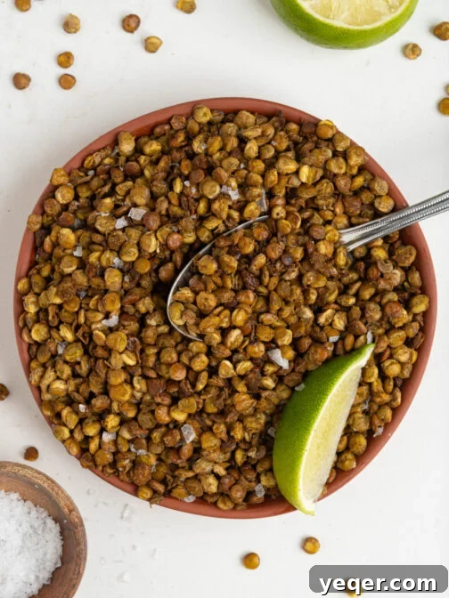 A bowl of crispy roasted lentils.