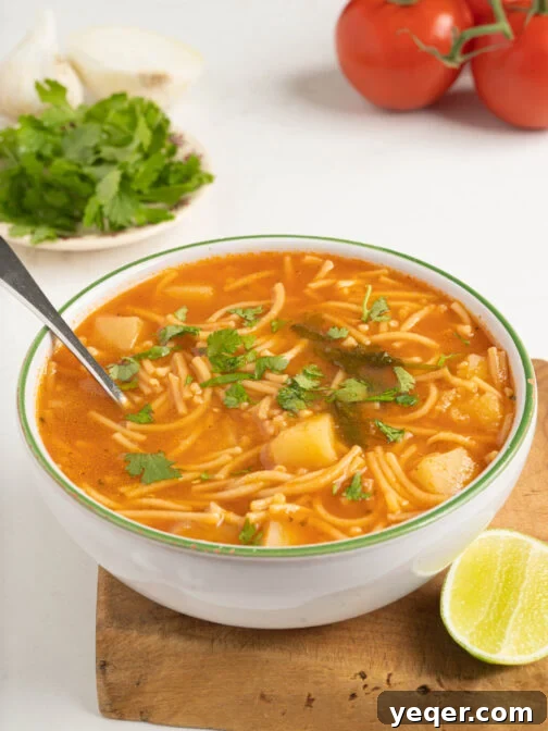 A bowl of sopa de fideo.