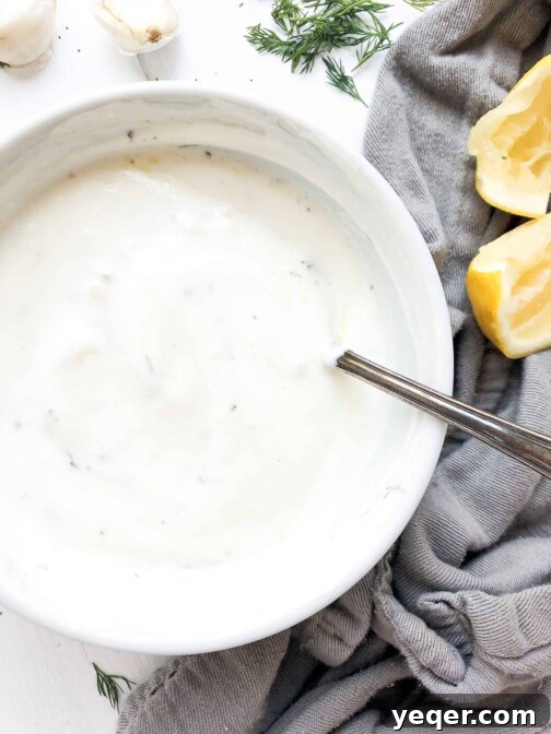 A bowl of Greek inspired Tzatziki sauce