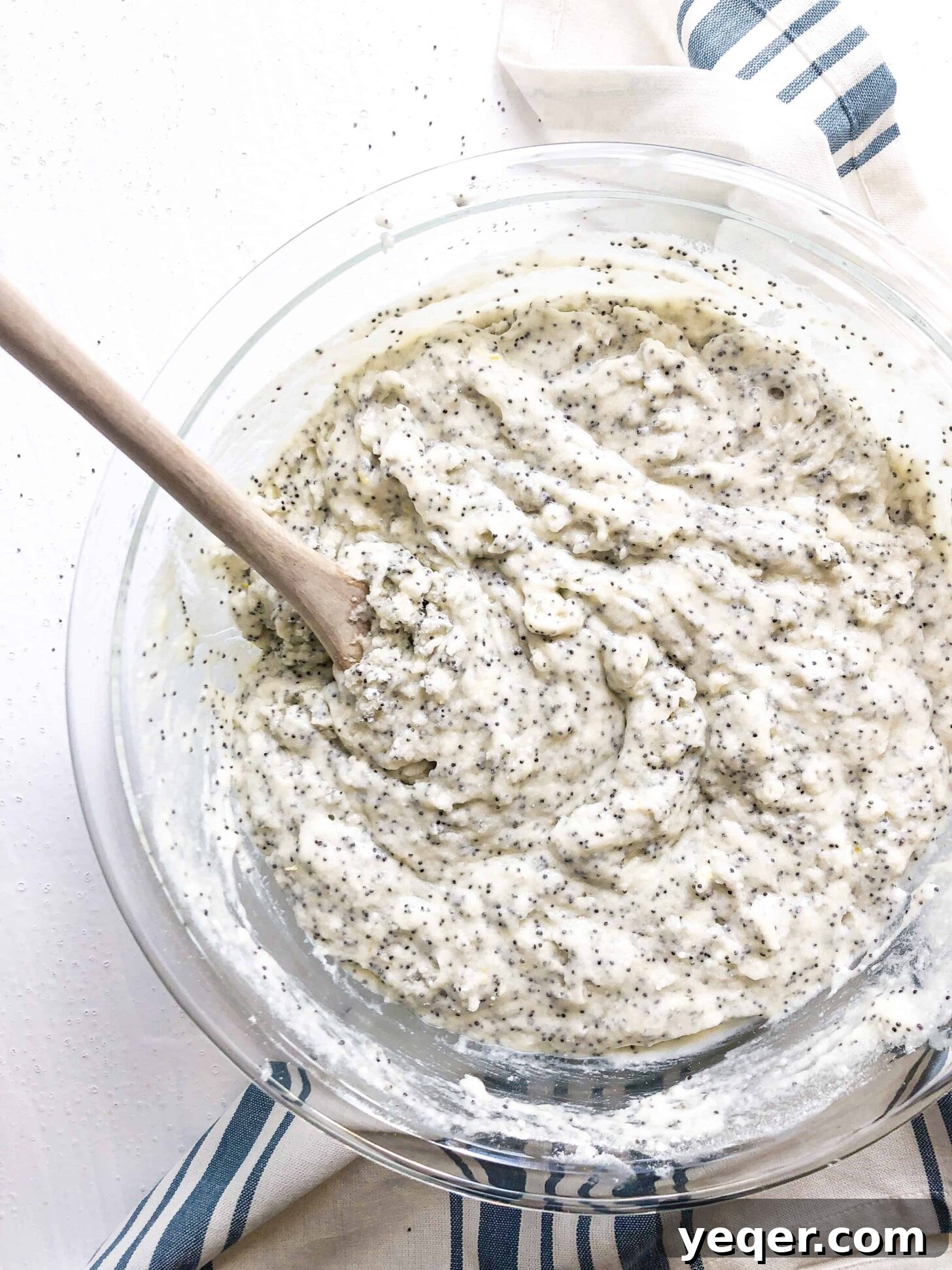 Moist Gluten-Free Poppy Seed Muffins 4 A bowl of gluten-free poppyseed muffin batter, perfectly mixed and ready for the muffin tin.
