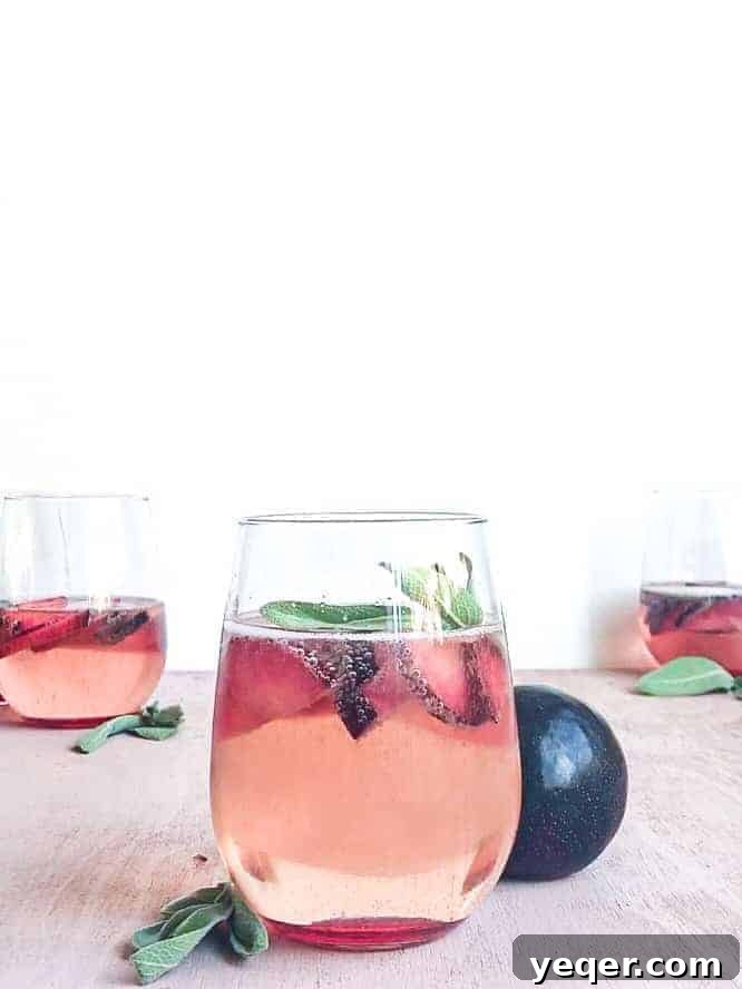 Ruby Plum Prosecco Sparkle 2 Plum Prosecco Cocktails with Sage.