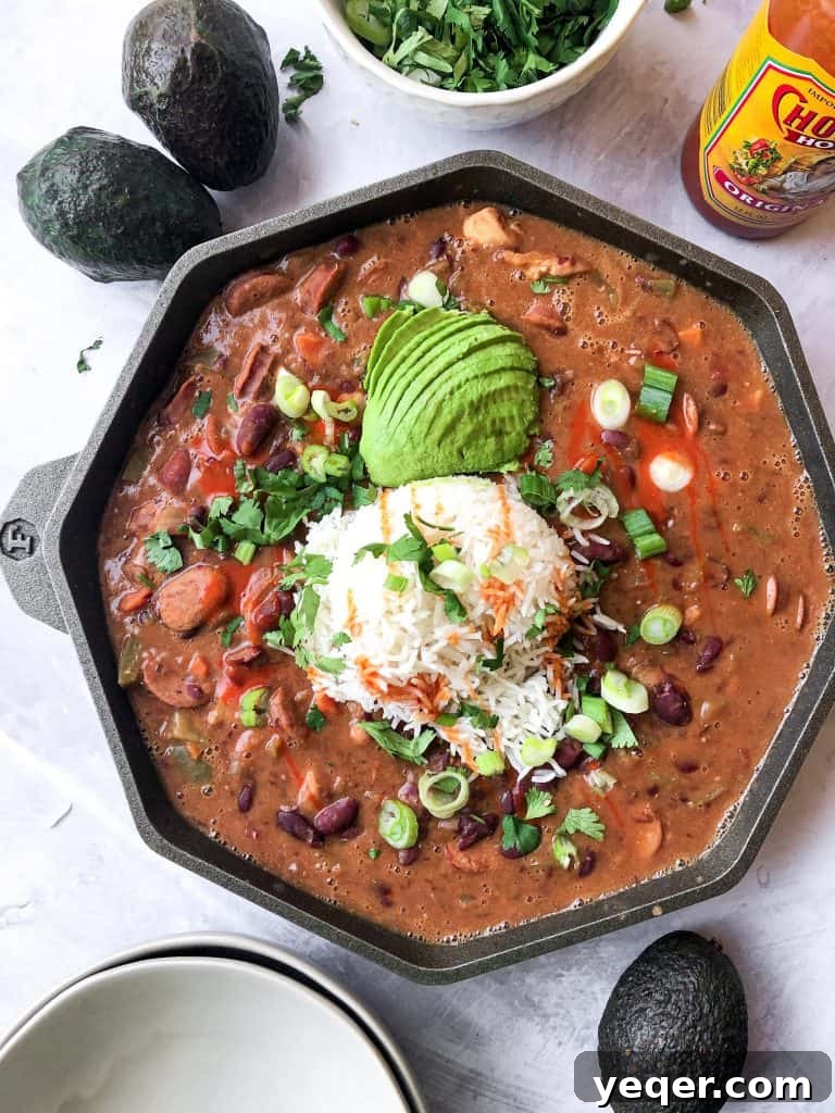 Soulful New Orleans Red Beans and Rice 2 New Orleans Style Red Beans with Rice in a Finex cast iron.