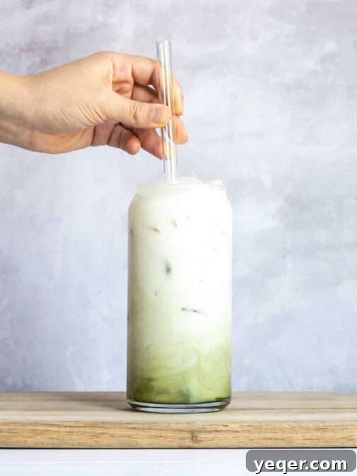 An iced matcha latte.