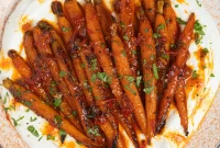 Harissa-Honey Roasted Carrots, Creamy Garlic Yogurt