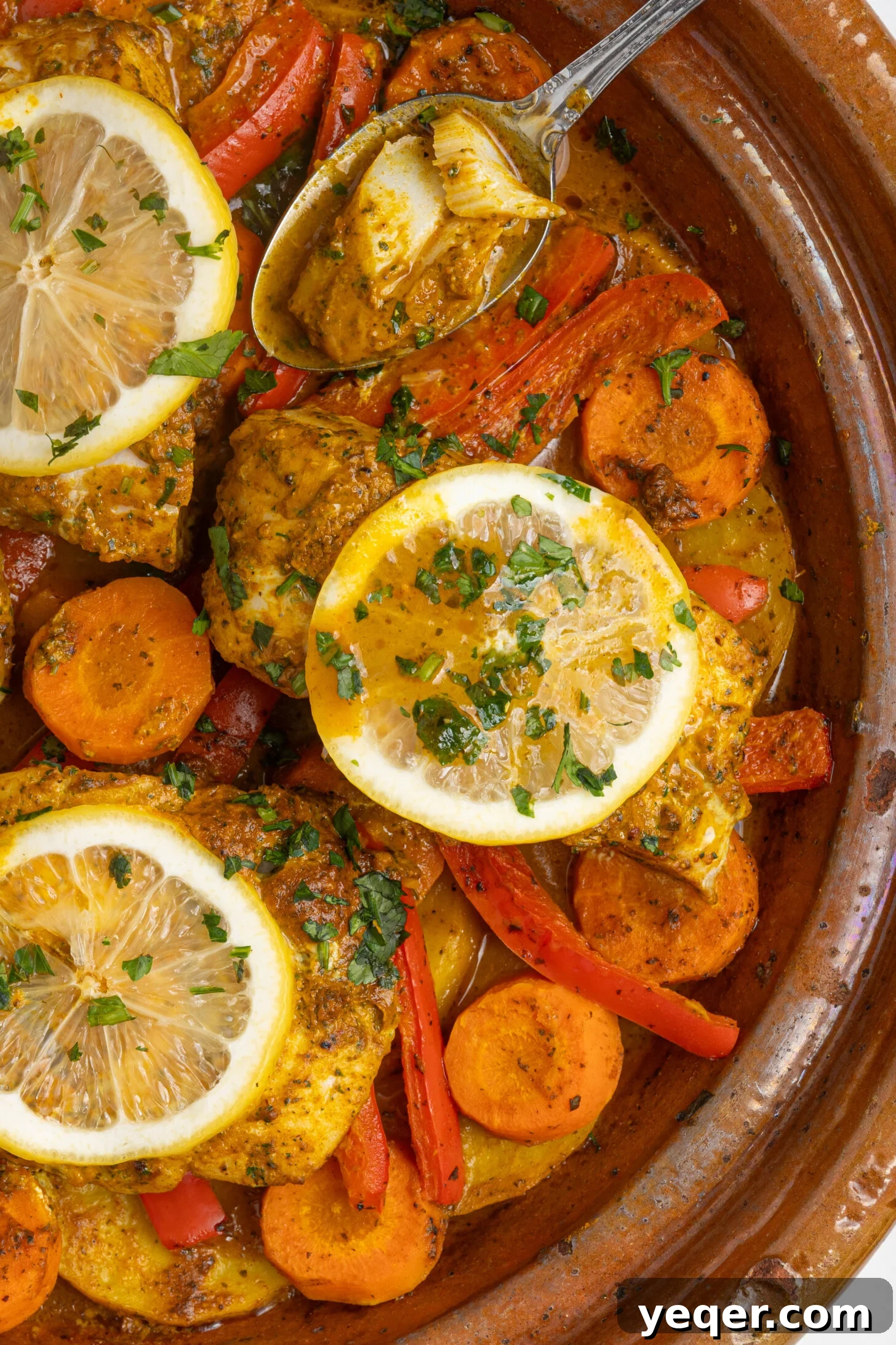 Moroccan Fish and Potato Tagine 10 A final close-up of the delectable Moroccan fish stew, garnished and ready to be served.